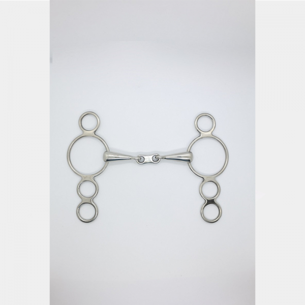 HARCOUR - Dutch gag 3 rings double jointed flat link bit 18mm